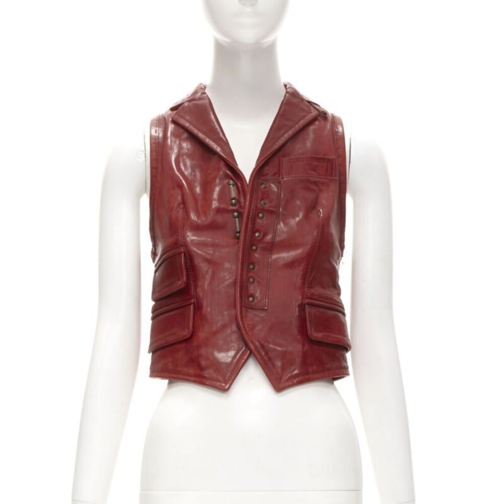 Dsquared2 Distressed Leather Crop Vest